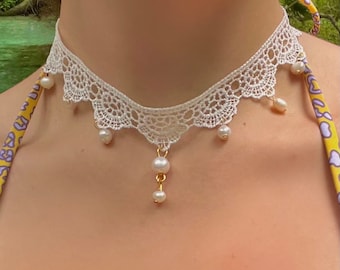 Lace Mother of Pearl Necklace | Summer Jewelry | Mermaid Core Necklace | Pearl and Quartz Jewelry | Pearl Necklace