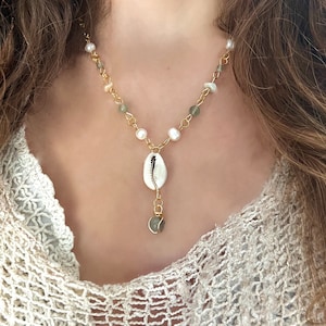 Cowrie Shell Necklace and Earring Set | Gold Plated Siren Jewelry