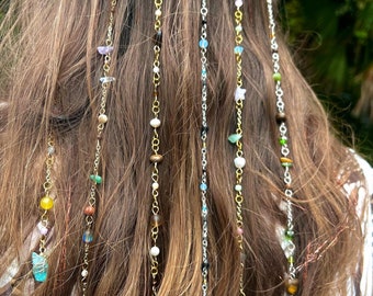 Create Your Own Crystal Hippie Hair Beads | Crystal Hair Accessories | Custom Boho Jewelry | Hair Charms | Crystal Hair Jewels | Gold/Silver