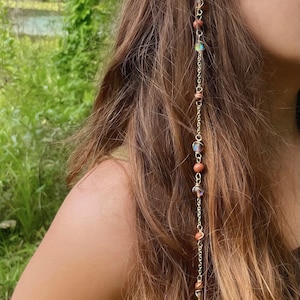 Mars Goddess Hippie Hair Bead Dangling Hair Accessory Renaissance Beaded Hair Clip Crystal Hair Chain Cottage Core Crystal Hair image 1