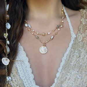 Eos Crystal and Pearl Necklace and Earring Set | Unique Gold or Silver Pearl Necklace Designed by Hippie Hair Beads