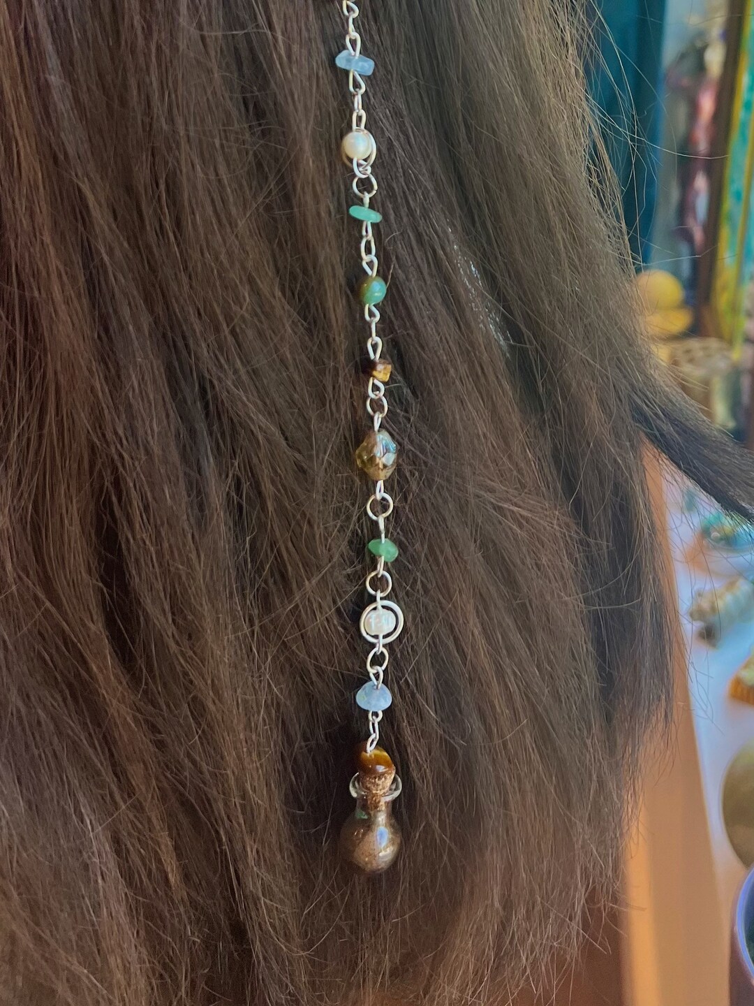 Holistic Hippie Hair Bead Luck & Protection Potion Bottle Jewelry Crystal Hair Charm Dangling