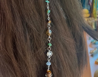 Holistic Hippie Hair Bead | Luck & Protection | Potion Bottle Jewelry | Crystal Hair Charm | Dangling Hair Clip | Hippie Christmas Gift