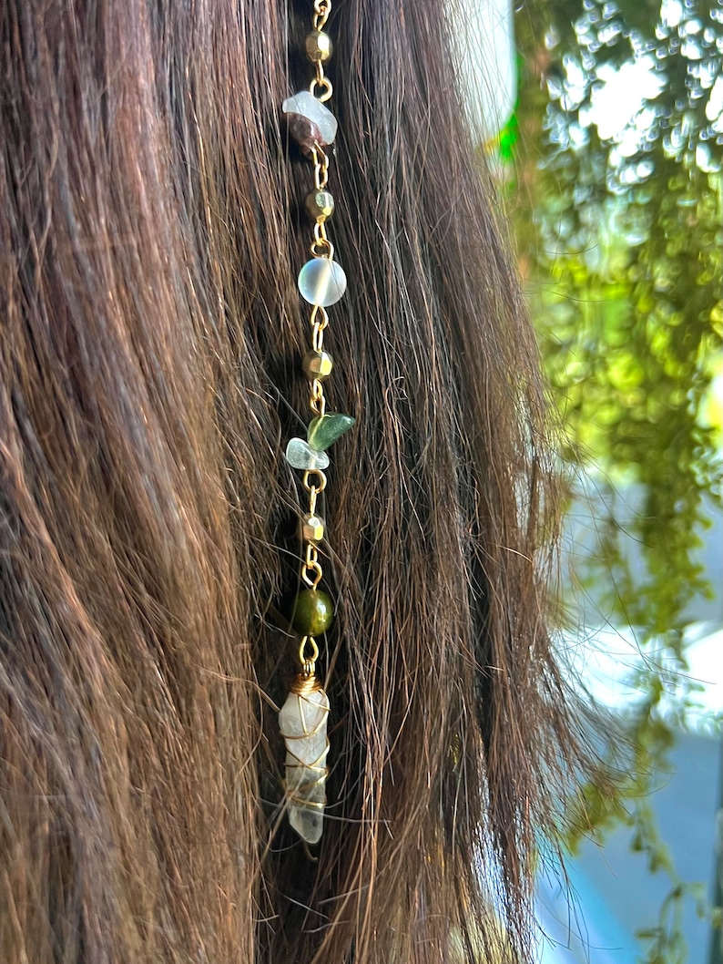 Ethereal Hippie Hair Bead Dangling Hair Clip Crystal Hair Etsy