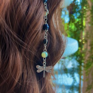 Coraline Hippie Hair Bead | Sterling Silver, Crystal Pendulum image 5