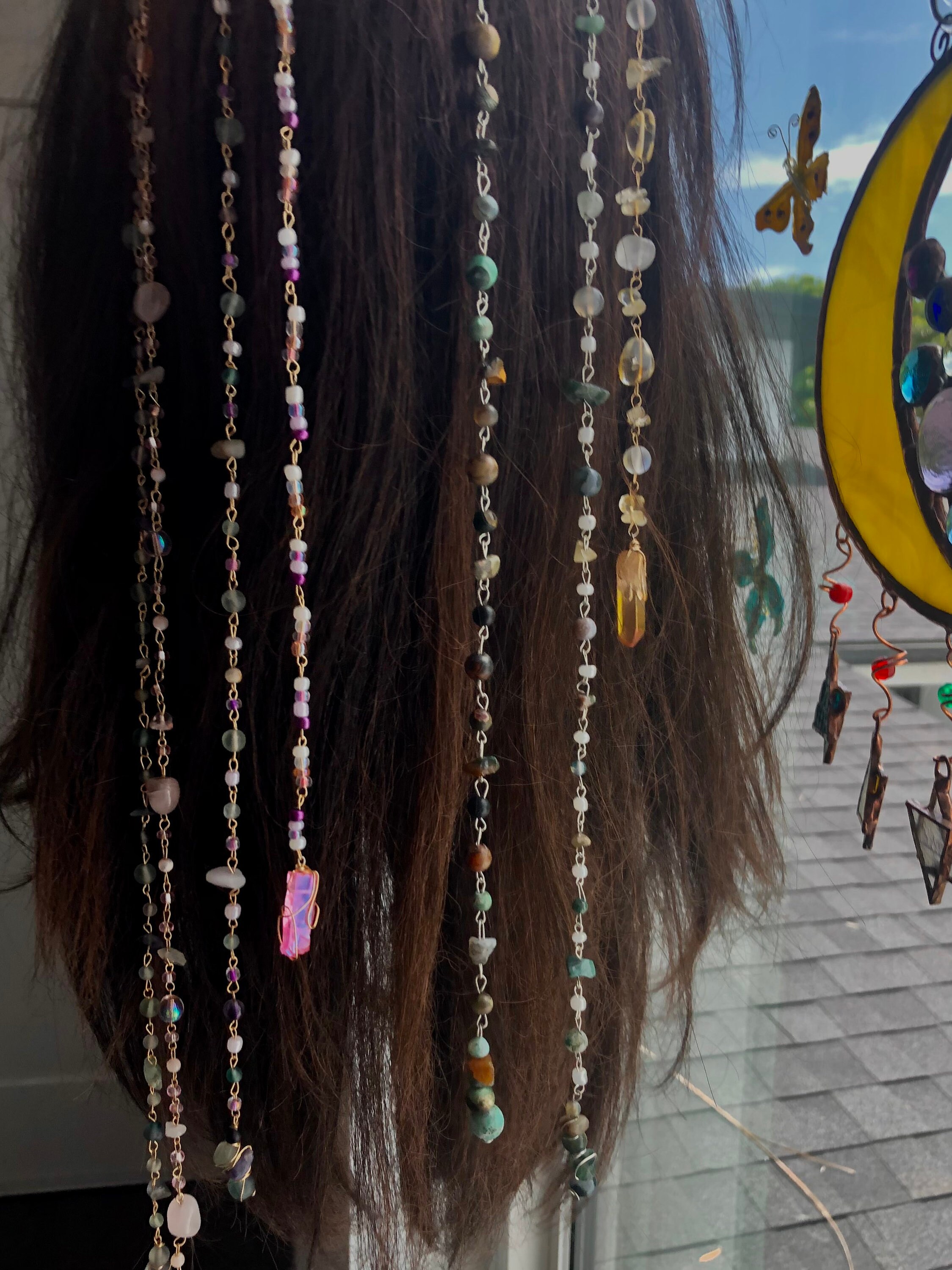 Hippie Hair Beads Dangling Hair Accessory Crystal Hair Etsy