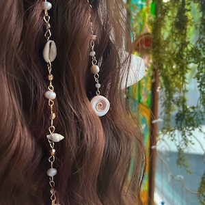 Mermaid Seashell Hippie Hair Bead | Dangling Hair Accessory | Beaded Hair Clip | Crystal Hair Charm | Mermaid Core | Seashell Hair Clip