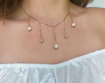 Charolette Necklace | Summer Jewelry | Pearl and Citrine Necklace | Pearl Under the Sea Jewelry | Pearl Necklace