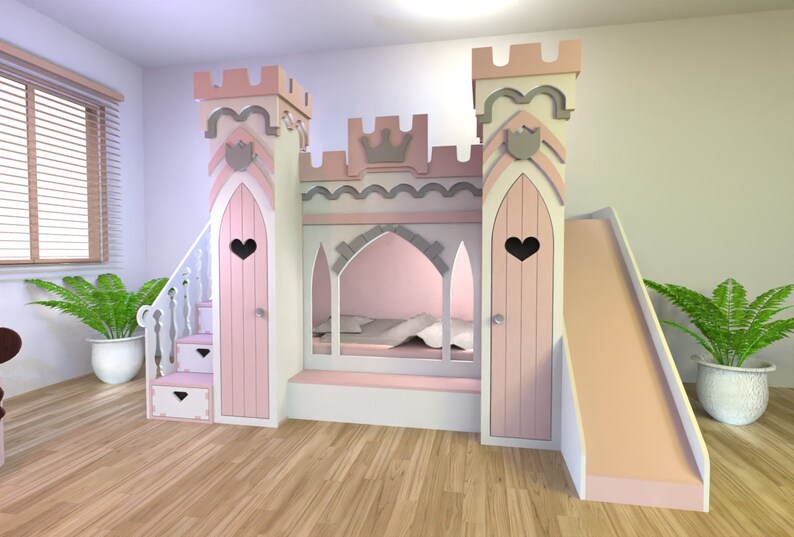 Princess Castle Bed Royalty Girl DIY Plans Furniture Bed Etsy