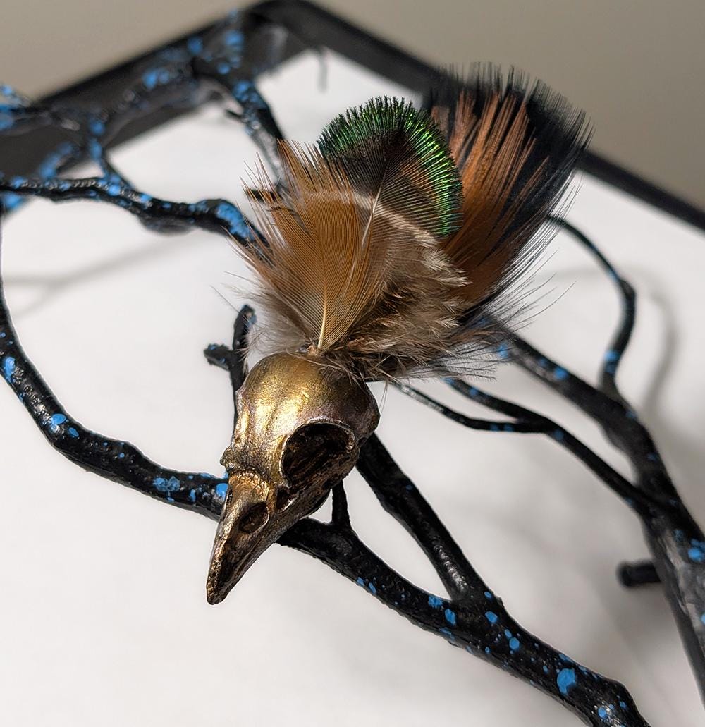 Steampunk Skull Raven fashion pin