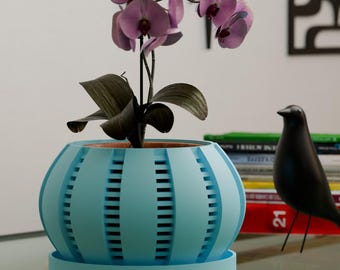 The Akino Retro Shaped Open Design Minimalist Space Age Planter Mid-Century Modern Pot For Plants + Orchids Indoor & Outdoor Made In The USA