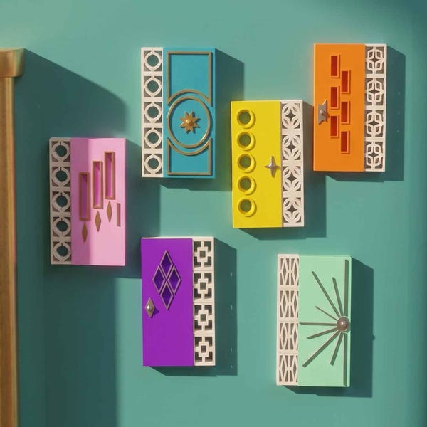 Mid Century Modern Doors Refrigerator Magnets 1960s MCM MidMod Kitchen Gifts Palm Springs Style Decor
