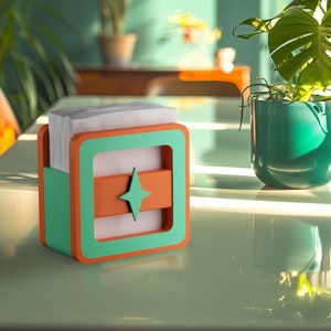 Space Age Squared Orbiter Starburst Napkin Holder Retro Kitchen Decor 1960s 50s Mid Century Atomic Era Gift Unique MCM Midmod Table Accent