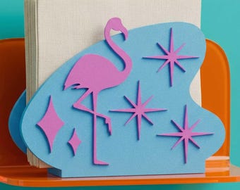 Atomic Flamingo Retro Style Napkin Holder Starburst Diamonds 50s Diner Inspired Kitchen Decor 1960s Atomic Era Gift Unique MCM Midmod