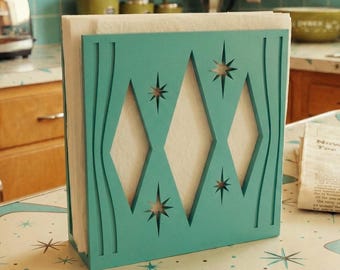 Midcentury Modern Retro Style Triple Diamond Starburst Napkin Holder Geometric Kitchen Decor 1960s 50s Atomic Era Gift Unique MCM Midmod