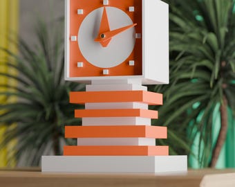 The Quantik Space Age Desk Clock – Retro Mid-Century Modern Timepiece – Custom MCM Midmod Atomic Decor For Office or Home Made in USA