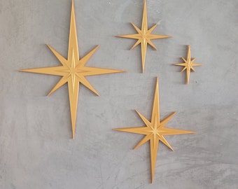 Mid Century Modern Vintage Style Starbursts 4 Piece Set Outdoor / Indoor Wall Art  1960s Retro Decor 50s MCM Midmod Space Age Maximalist