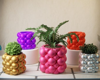 Bubble Cube Gem Planter Pot Cactus Succulent Mid Century Décor Indoor Plants | Retro Home Office Décor 60s 70s 80s Gift