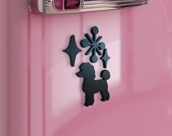 Midcentury Modern Atomic Poodle Dog Star Diamond Fridge Magnets Art Refrigerator Kitchen Décor 1960s Retro 50s Home Office MCM Midmod