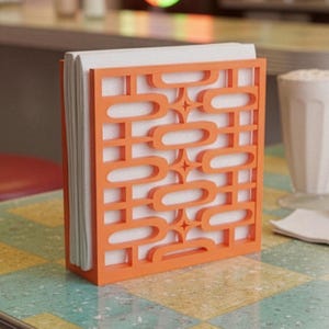 Midcentury Modern Retro Style Atomic Oval Stars Napkin Holder Geometric Kitchen Decor 1960s 50s Atomic Era Gift Unique image 1