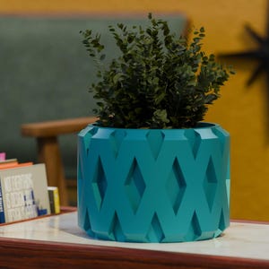 Rizo Retro Style Diamond Weave Planter Mid-Century Modern Pot with Vintage Style Succulents, Cactus Plants  Indoor & Outdoor Use Made in USA
