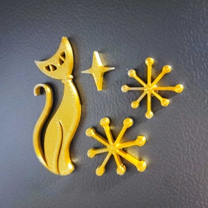Midcentury Modern Vintage Style Atomic Cat Fridge Magnets Art Refrigerator Kitchen Décor 1960s Retro 50s Home Office MCM