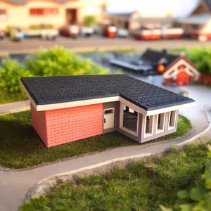 Miniature Mid Century Modern House Model The Ellsworth 1:87 Scale Diorama Display Retro Vintage Like Home Decor Office MCM Midmod
