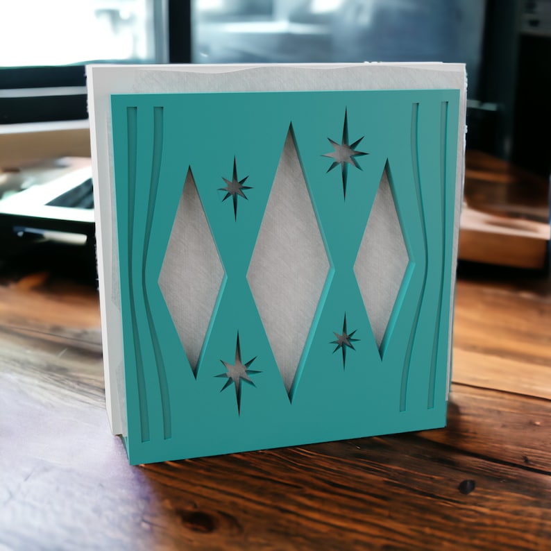 Midcentury Modern Retro Style Triple Diamond Starburst Napkin Holder Geometric Kitchen Decor 1960s 50s Atomic Era Gift Unique MCM Midmod