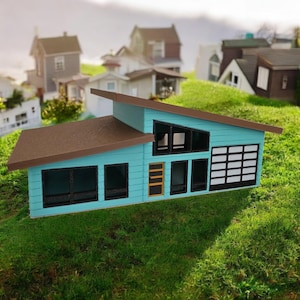 Miniature Mid Century Modern House Model The Devonshire 1:87 Scale Diorama Display Retro Vintage Like Home Decor Office MCM Midmod