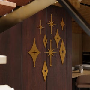 Atomic Starburst Diamond Wall Decor: Mid Century Modern MCM 9-Piece Set