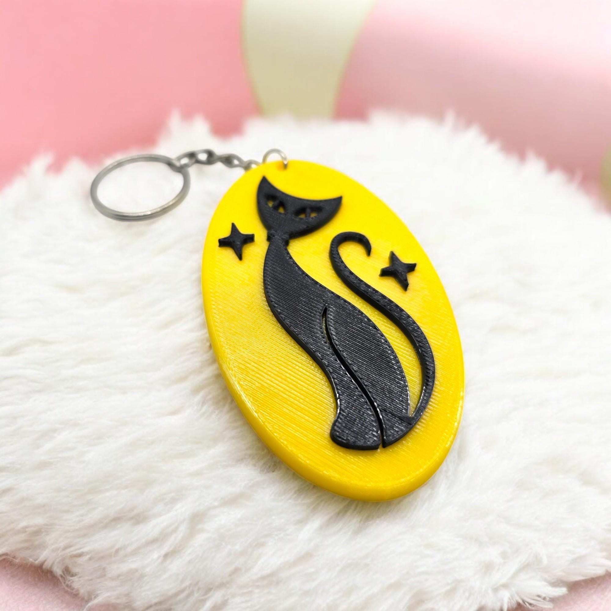 Retro Atomic Cat Keychain Mid Century Modern Style Vintage Aesthetic ...