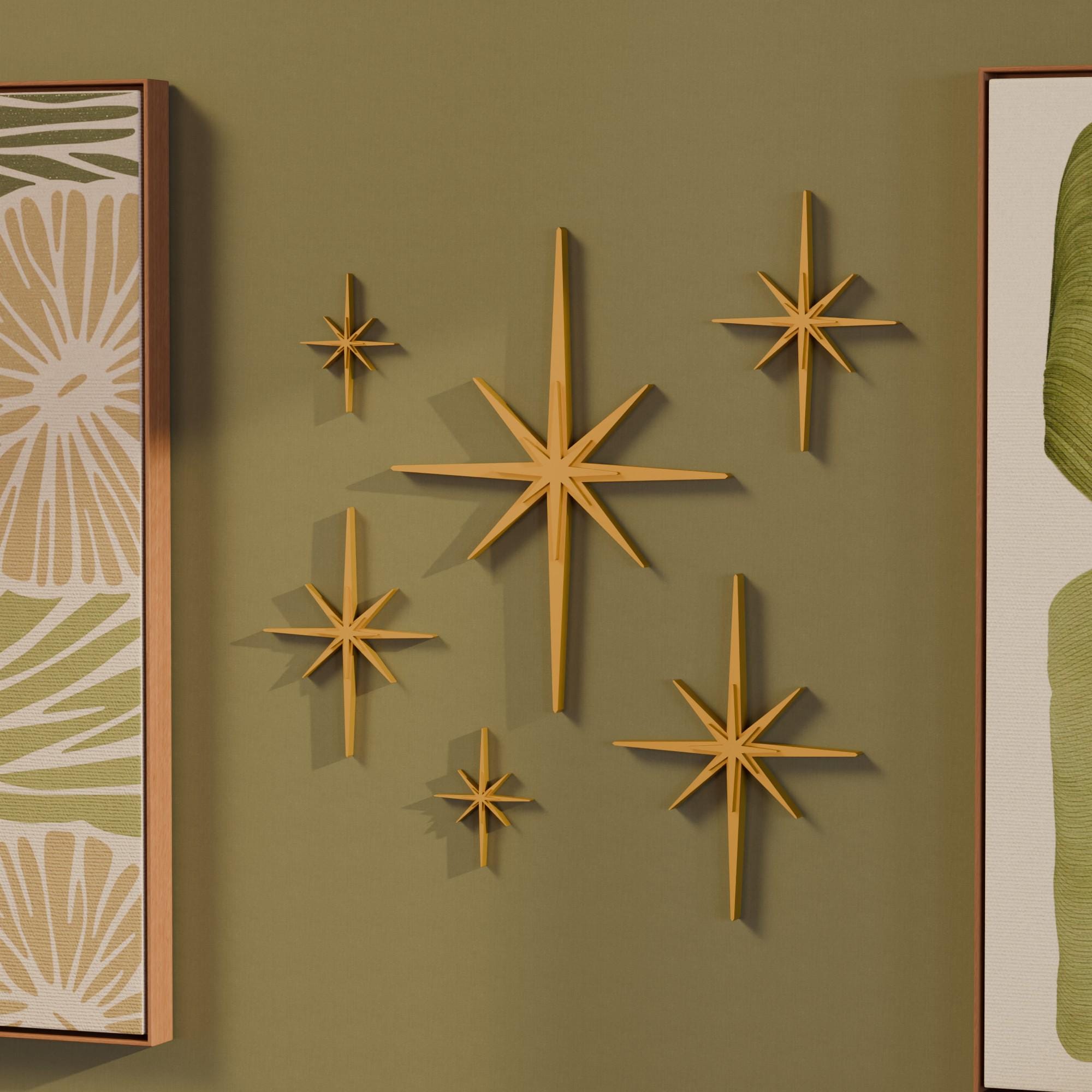 Mini Elongated Mid Century Modern Starburst Wall Decor Set of 6  Indooroutdoor Atomic Art Retro Home Decor in Multiple Colors MCM Stars -  Etsy