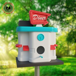 Retro 1960s Birdhouse Diner | 3d Printed| 1950s Architecture Bird House | Made In USA Design Mid Century Modern