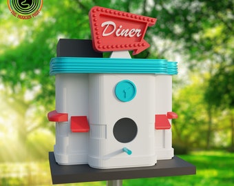 Retro 1960s Birdhouse Diner | 3d Printed| 1950s Architecture Bird House | Made In USA Design Mid Century Modern
