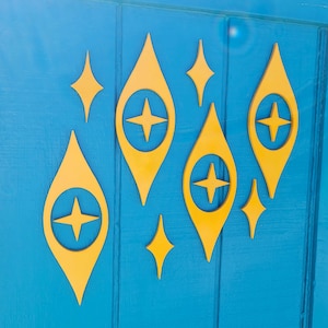 Mid Century Modern Vintage Style Stars & Diamonds Art Deco Outdoor / Indoor Wall Art Atomic Design 1960s Retro Decor 50s MCM Mid Mod