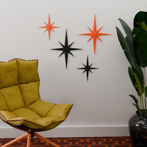 Mid Century Modern Halloween Vintage Style Starbursts 3D Printed 
