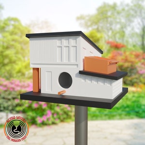 Retro Mid Century Modern Birdhouse The Charleston | 3d Printed| 1950s 60s Architecture Bird House | Made In USA Home Design