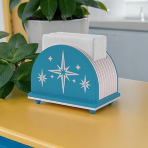 Mid Century Mod Arc Starburst Napkin Holder Retro Kitchen Decor 1960s 50s Atomic Era Gift Unique MCM Midmod Table Dinner Lunch Decoration
