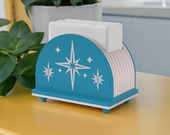 Mid Century Mod Arc Starburst Napkin Holder Retro Kitchen Decor 1960s 50s Atomic Era Gift Unique MCM Midmod Table Dinner Lunch Decoration