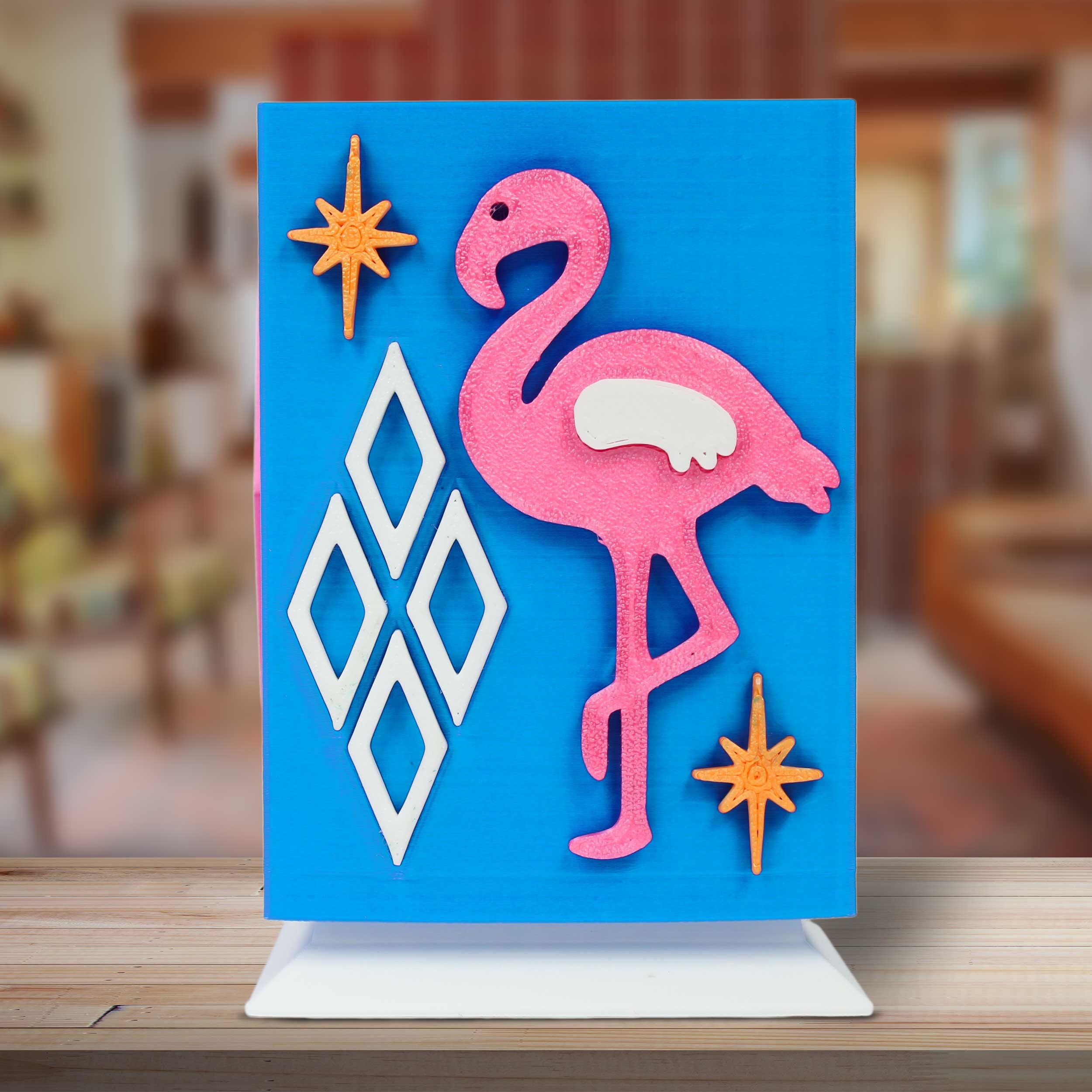 AQYIP Pink Flamingo Wooden Pen Pencil Holder For Desk