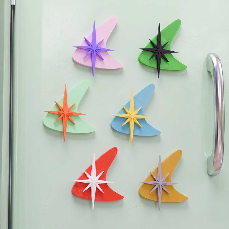 Atomic Boomerang Starburst Refrigerator Magnet - Mid-century Modern ...