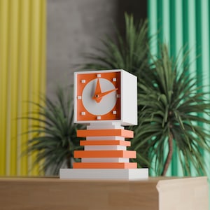 The Quantik Space Age Desk Clock – Retro Mid-Century Modern Timepiece – Custom MCM Midmod Atomic Decor For Office or Home Made in USA