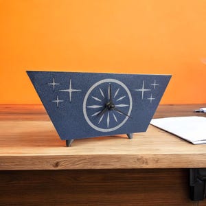 Starburst Radiant Desk Clock Mid Century Modern Space Age Retro Atomic Clock, Silent Quartz, Made in USA, MidMod MCM Home Decor Office