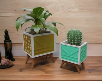 Console MCM Planter Cactus Succulent Mid Century Modern Décor | Indoor Plants | Retro Home Décor Eames Maximalist Midmod Office 60s 70s