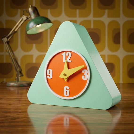 Retro Space Age Desk Clock Chroma Trio Pop Art Geometric