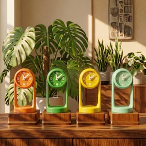 The Sphera Space Age 1970s Styled Retro Desk Clock Orb Look Unique Home Decor and Office MCM Gift Midmod and Vintage Inspired.