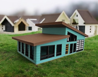 Miniature Mid Century Modern House Model The Devonshire 1:48 O Scale Diorama Display Retro Vintage Like Home Decor Office MCM Midmod