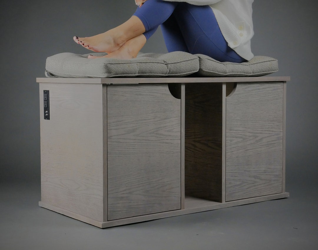 Double Litter Box Bench With Two Separate Cubbies Etsy