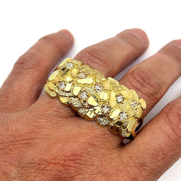 10K Yellow Gold Cubic Zirconia Nugget Two-Finger Ring