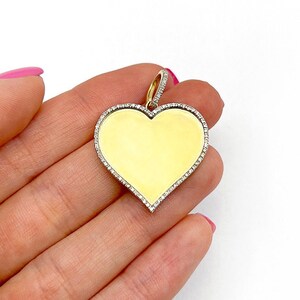 0.26ctw Real Diamond 10k Yellow Gold Heart Picture Memory Pendant 1.3"
